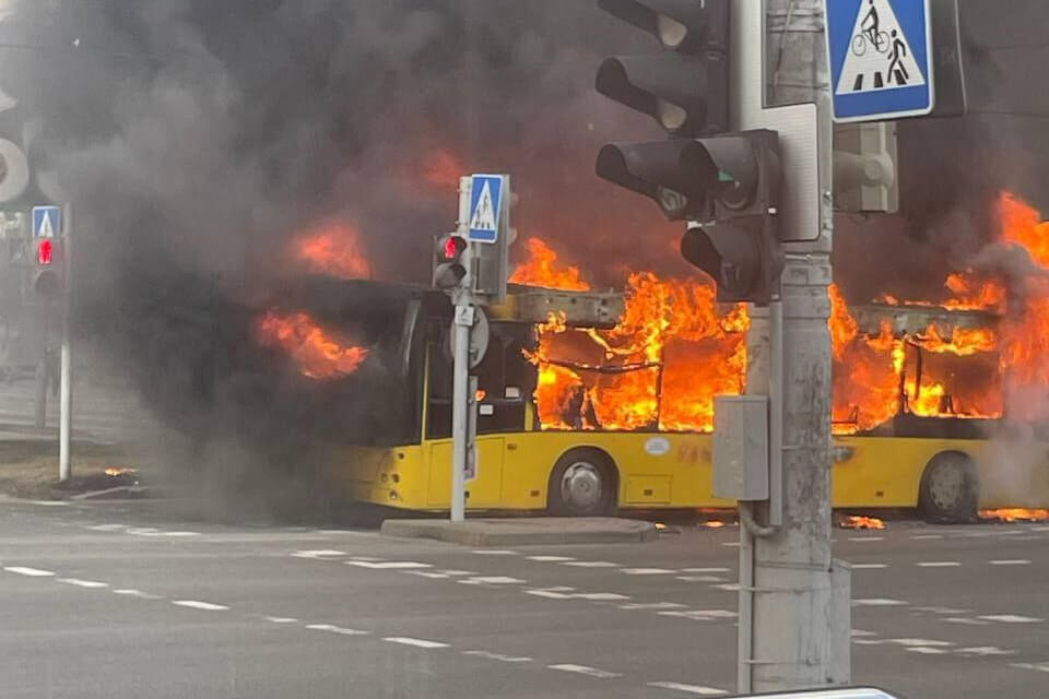 У Мінску згарэў аўтобус МАЗ