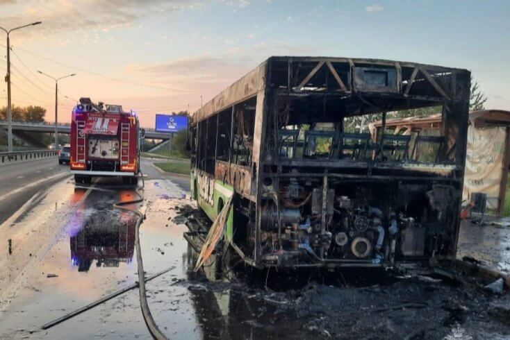 У Расіі згарэў чарговы аўтобус МАЗ