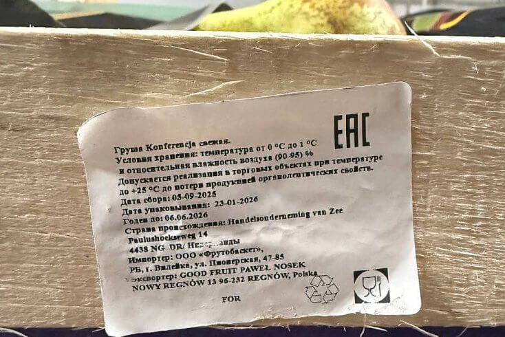 В России уничтожено 40,8 т ввезенных из Беларуси польских и нидерландских груш