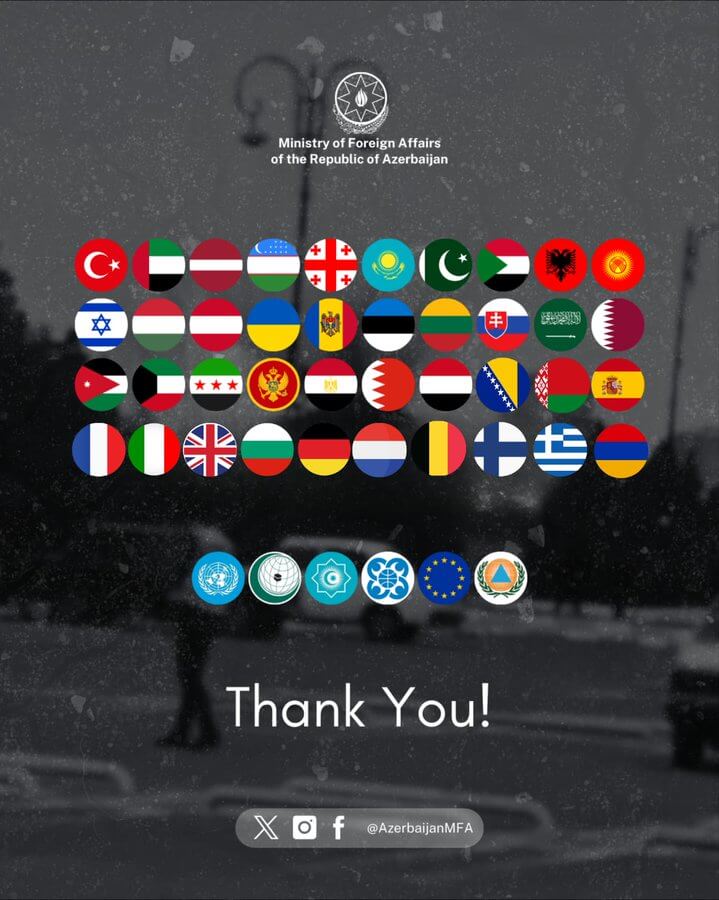 МЗС Азербайджана падзякаваў у тым ліку Беларусі за салідарнасць пасля атакі іранскіх БПЛА, Расія не згаданая